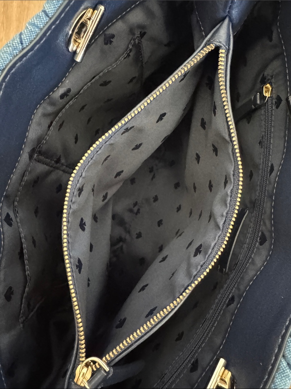 Kate Spade ♠️ Briar Lane Quilted Denim Meena Bag - Picture 11 of 16